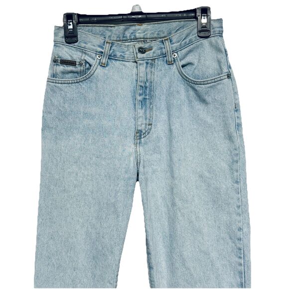 VTG Calvin Klein Hi Rise Jeans Stonewash Leather Patch USA Women's Size 6 x 30 - Picture 2 of 7